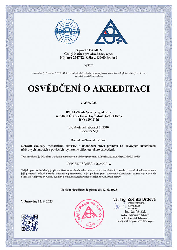 Osvědčení o akreditaci